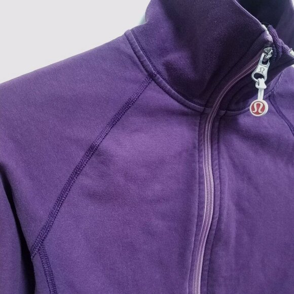 Lululemon Vintage Vancouver Jacket 8 Medium Women's Purple High Zip Sweater Neck - Picture 8 of 9
